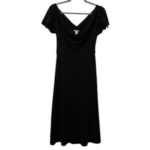 Lux Deep V Midi Dress Whimsygoth Romantic Womens Small Dark Fairy Goth Black